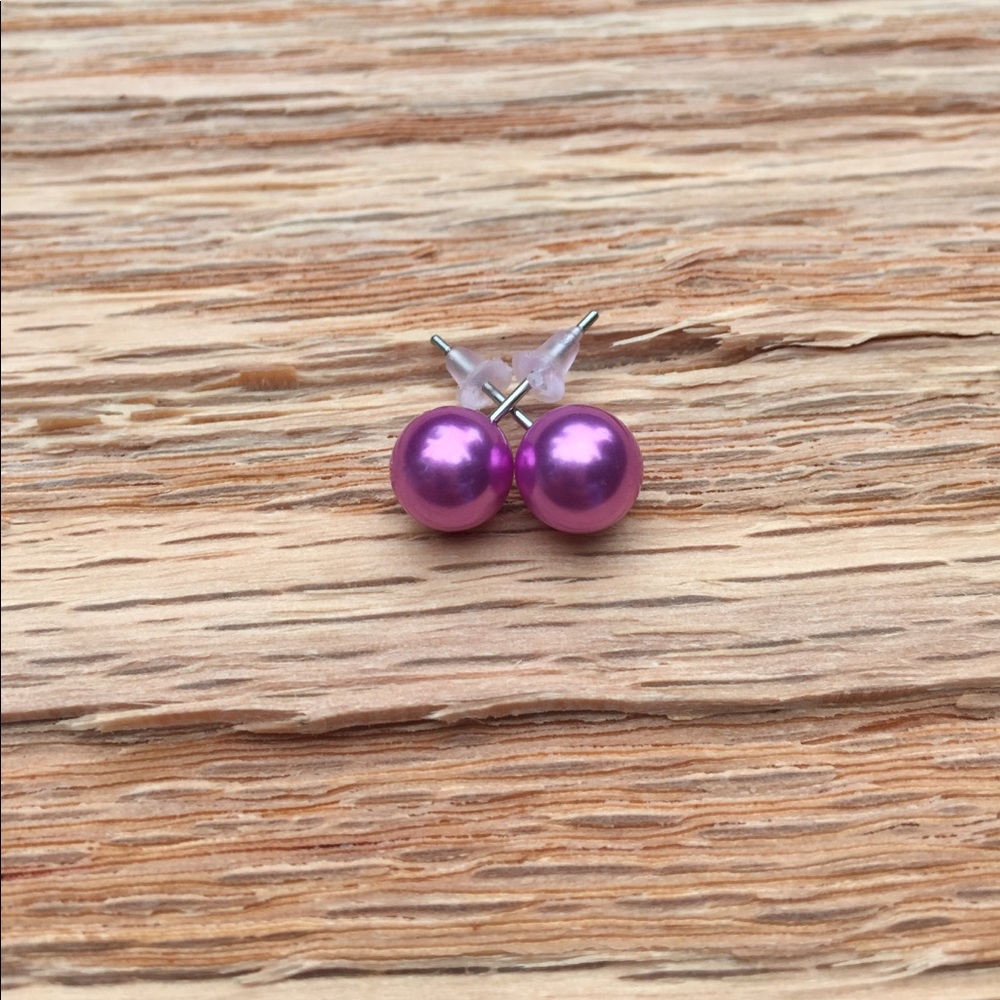 Purple Pearl Earring‎ Set